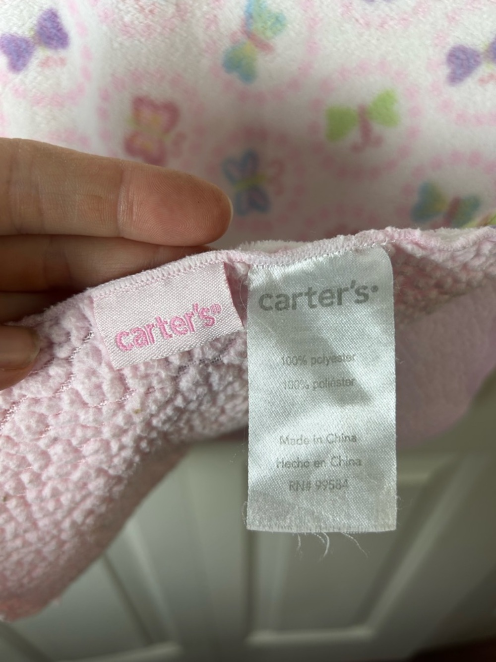 Carter's Pink Butterfly Baby Blanket White Sherpa Blue Purple Circles Dots Green - Picture 5 of 11